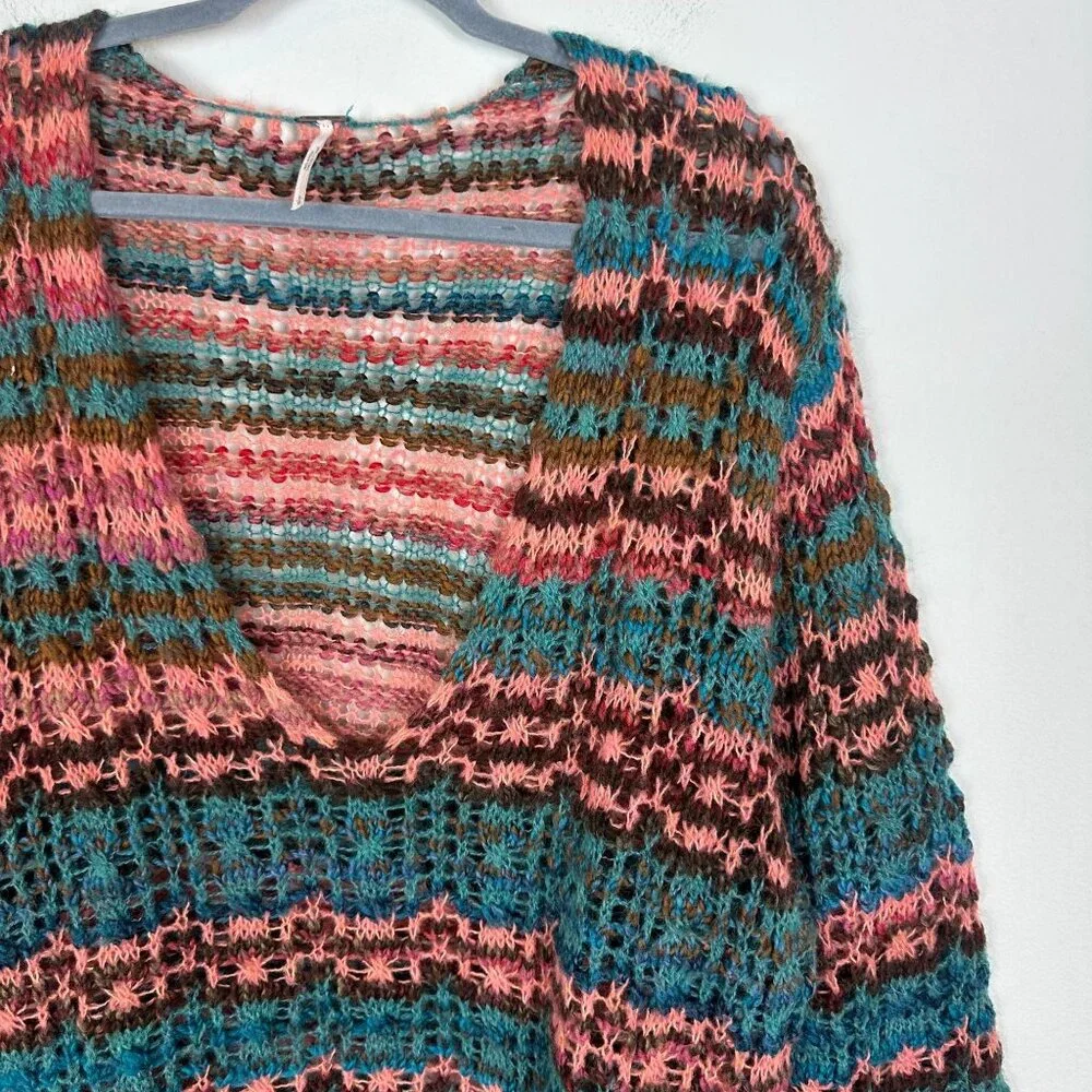 Free People Spell on Your Sweater L Boho Artsy Tunic Multicolor Cottagecore Beac - Picture 3 of 10